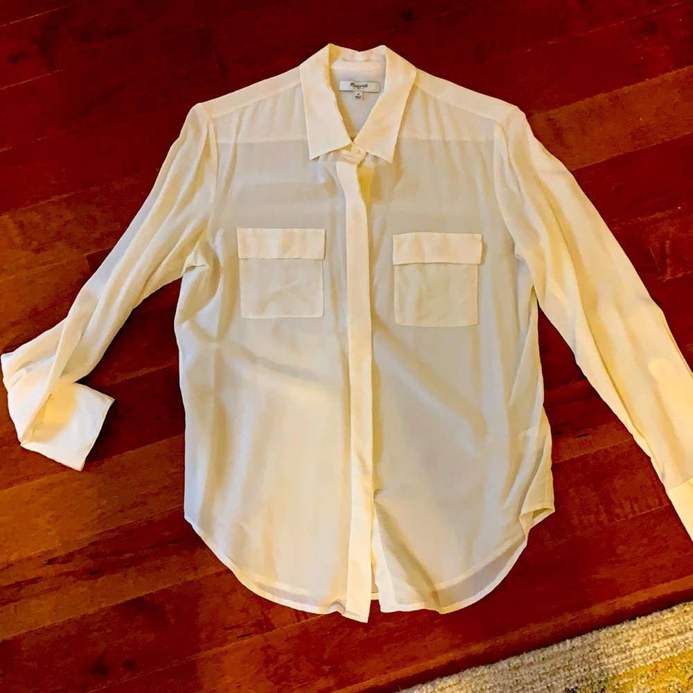 Madewell shear cream long sleeved blouse